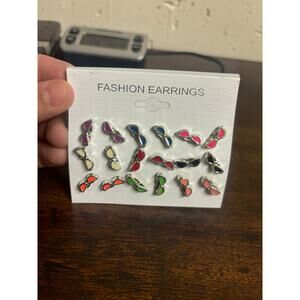 Fashion Earrings Costume Jewelry Set of 9 Rainbow colors Sunglasses Summer NEW
